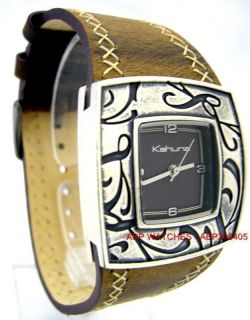 Kahuna Ladies Antique Case Brown Leather Strap Watch
