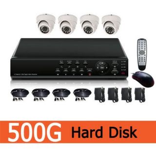 LCD 4CH Surveillance All in One DVR Kit CCTV System 4 Cameras and 4 