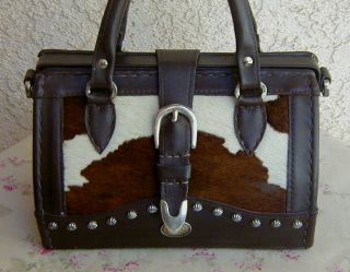   Brown Leather Pony Fur American West DRS Bag Satchel Purse