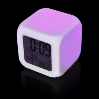 timer w nature sound digital 7 color changing cube shape alarm clock 