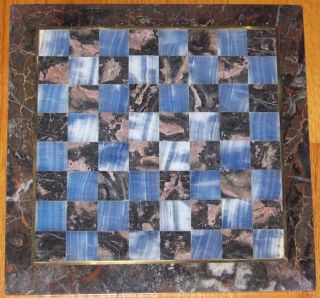 11 Square Marble Board with Ancient Greek Metal Figures Chess Set 