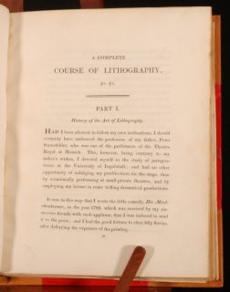1819 Complete Course of Lithography by Alois Senefelder