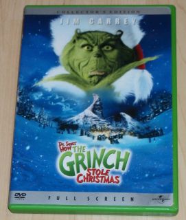 Dr Seuss How The Grinch Stole Christmas DVD 2001 Fullscreen Jim Carrey 