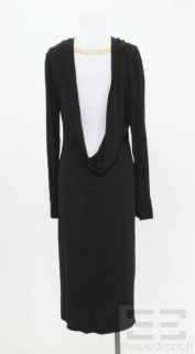 Alexander McQueen Black Knit Cowl Back Chain Dress Size 44, NEW