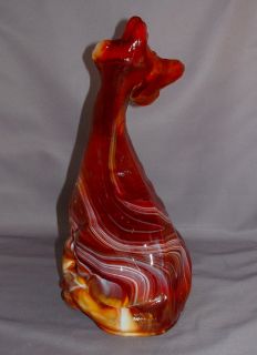 Fenton Art Glass Ruby Red Slag Alley Cat 1980s Cat Made for Levay 