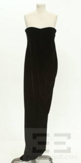 Alexander McQueen Black Velvet Draped Front Strapless Dress Size 42 