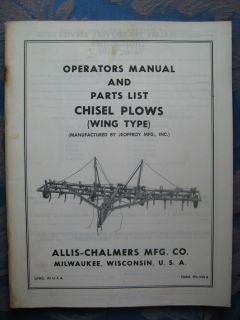 TPL 508 A Allis Chalmers Manual PARTS CHISEL PLOWS WING TYPE JEOFFROY 