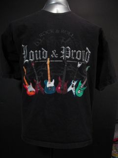 Mens Lifestyle Classics Rock N Roll Loud Proud Size 2XL Black T Shirt 