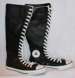 Converse Black All Star Leather Xxhi Knee High Tennis Shoes Sneakers 