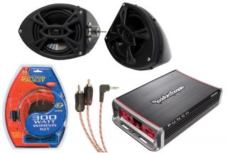 Rockford PBR300X4 Amp R152 Custom Powersport 5 1 4 Black Speaker Pod 