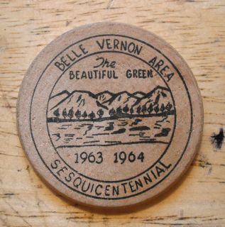 Vintage 1964 Belle Vernon PA Merchant 5 Cent Wooden Nickel
