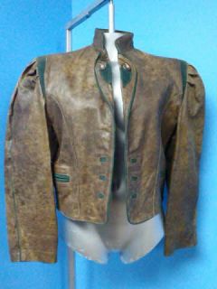 Alta Moda DISTRESSED Vtg Brown LEATHER Women Coat Jacket SZ 44 