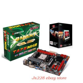 AMD Quad Core A6 5400K APU Biostar TA75MH2 FM2 Motherboard Combo Set 
