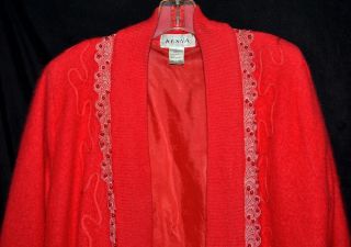 Fabulous Kesna Bright Red Angora Rabbit Hair Swing Sweater with Red 