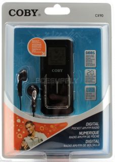 New Coby CX 90 Digital Portable Am FM Pocket Stereo Radio Earphones 