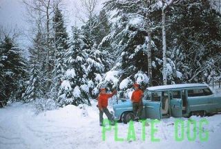Original Slide Vintage 1950s Winter Snow Scene Hunters Men Chevy Bel 
