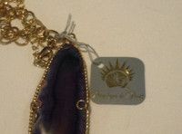 Angelique de Paris Long Blue Purple Sliced Agate Necklace
