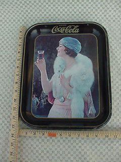 COCA COLA ROARING 20S LADY IN PINK DRESS & BLUE HAT TRAY DRINKING 