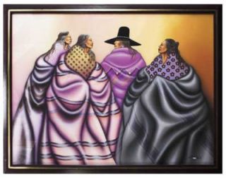Redbird Gouache Painting Native American Indian Artist