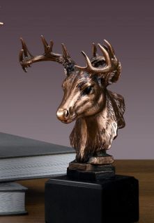 Animal Head Whitetail Deer Bronze Plat Statue Sculpture
