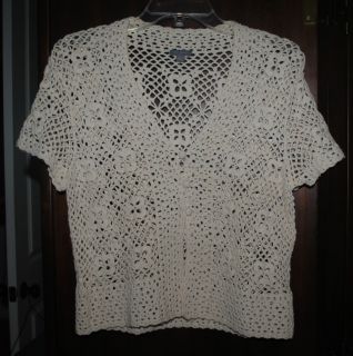 Ann Taylor Crochet Cardigan Sweater Size L
