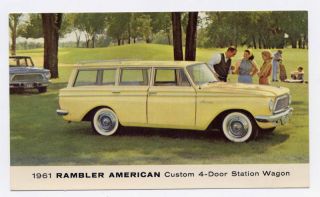 Rambler American Motors 1961 Station Wagon Vin Postcard