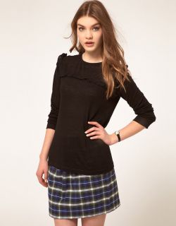Madras Long Sleeved Knitted Top With Ruffle Trim UK 12/EU 40/US 