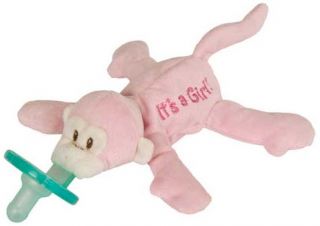   Girl Pink Monkey Infant Binkie Pacifier Soothie Stuffed Animal