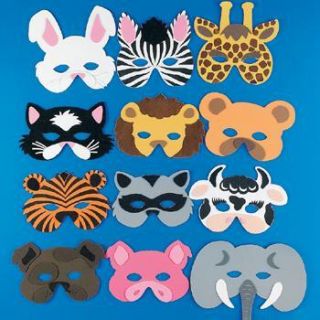 12 Foam Zoo Animal Masks Safari Party Favors Costume
