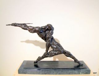    Wax Cast Bronze Sculpture Abstract Javelin Thrower Anatoly Mikhailov