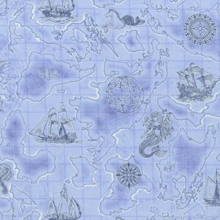 RJR Anchors Aweigh Dan Morris Nautical Map on Blue Mermaid Ocean Ship 