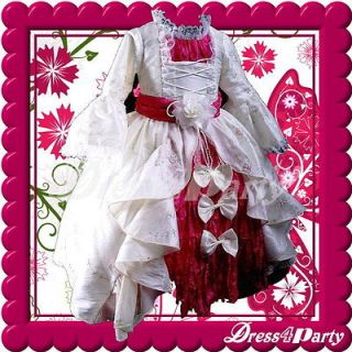 006S Ivory Victorian Theme Wedding Little Flower Girl Pageant Dresses 