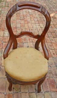 Antique Victorian Fancy Ladies Side Chair Spring Seat Mahogany 