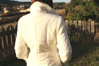 Andrew Marc Womens Designer Jacket Coat White Mink Trim New York SM 