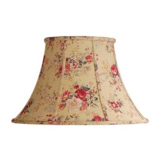 NEW 14 in. Wide Lamp Shade, Gold Beige with Floral Print Fabric, Laura 