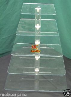 5Tier 1/4thick Square Acrylic Cupcake cake Tower Stand Wedding Party 