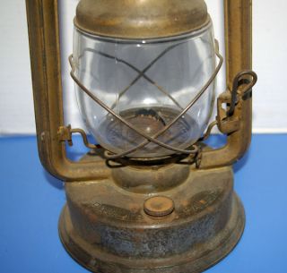 Antique Barn Lantern Kerosene w Wick Glass Shade No Damage Paulls 