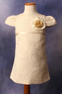 NWT Halabaloo Ivory/Gold Brocade Corsage Party Holiday Dress Size 4