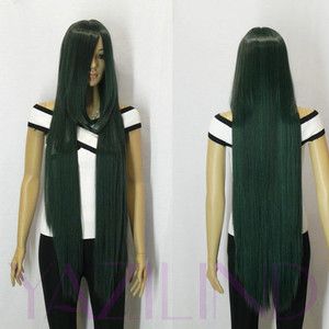 Long straight dark green anime Cosplay Halloween costume full hair 