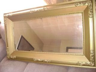 LG Antique Victorian Gold Gilt Beveled Glass Mirror