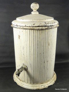 Antique Water Cooler Enameled Cast Iron Liner Painted Metal 