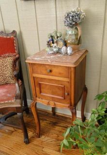 Elegant French NIGHTSTAND ~ Antique Carved Lamp Table Louis IV Marble 