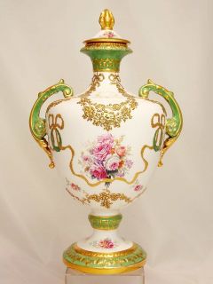   Earthenware Porcelain Urn Vase Franz Anton Wehlem Bonn C1880
