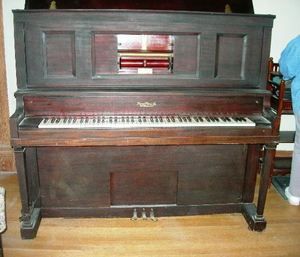 Antique Bond Player Piano w Piano Rolls Bench
