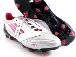 Adidas F50 Adizero Fg White/Silver/P​ink Leather Soccer Cleats Women 