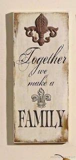 New FLEUR DE LIS & FAMILY PLAQUE French Country Wall Decor Accent 