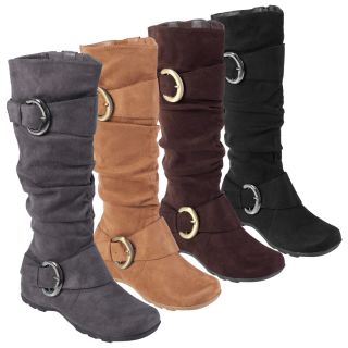 Anne Michelle by Journee Womens Buckle Accent Slouchy Mid Calf Boots 