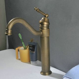 Antique Copper Vessel Single Handle Bathroom Basin Sink Faucets Mixer 