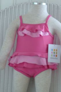 ABSORBA RUFFLED TRIM SKIRT LINED SWIM SUIT IN PINK ON PINK NWTS CUTE 