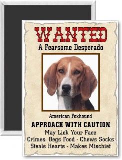 American Foxhound Wanted Poster Fridge Magnet Dog Breed Collectibles 